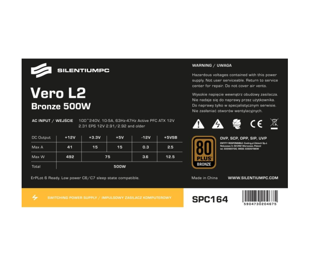 SilentiumPC Vero L2 500W 80 Plus Bronze - 364861 - zdjęcie 7